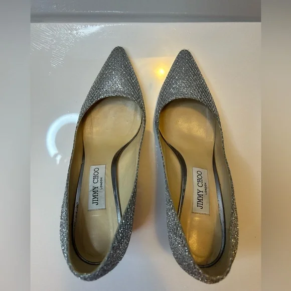 Jimmy Choo Silver Remy Heels - Picture 11 of 12